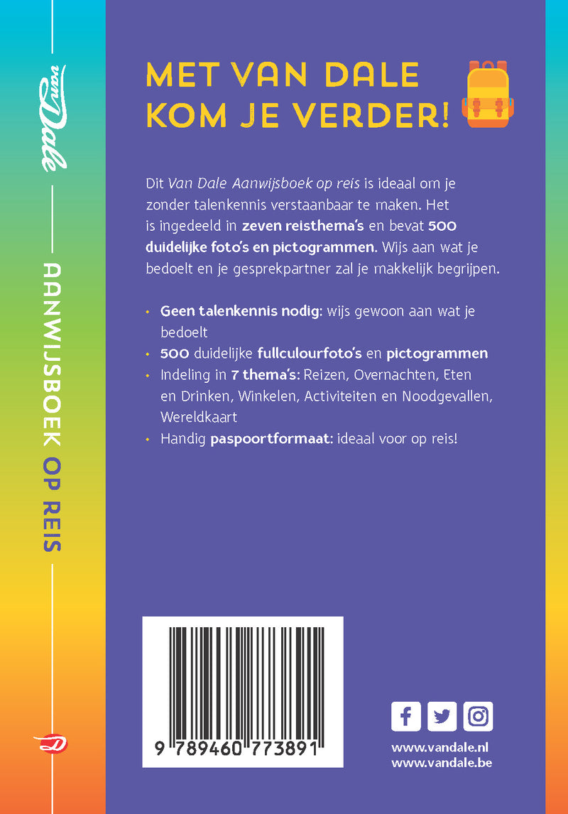 Achterzijde van het boek 'Van Dale Aanwijsboek op reis'