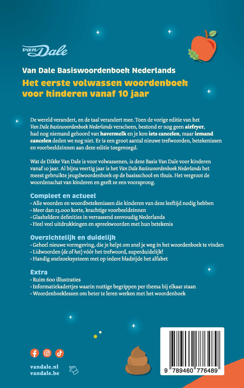 Achterzijde van het boek 'Van Dale Basiswoordenboek Nederlands'