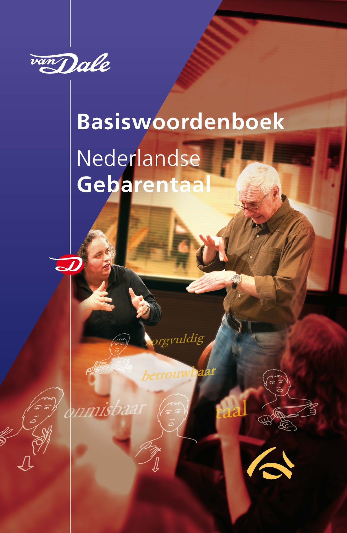 Voorzijde van het boek 'Van Dale Basiswoordenboek Nederlandse gebarentaal'