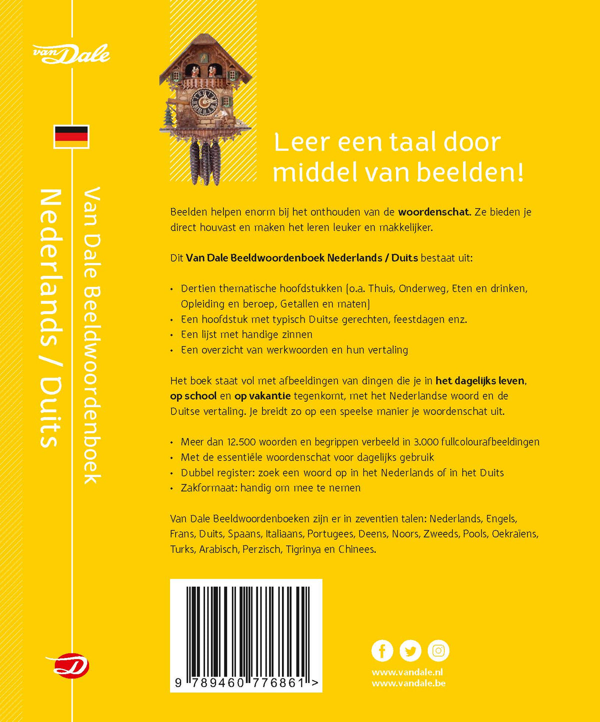 Achterzijde van het boek 'Van Dale Beeldwoordenboek Nederlands-Duits'