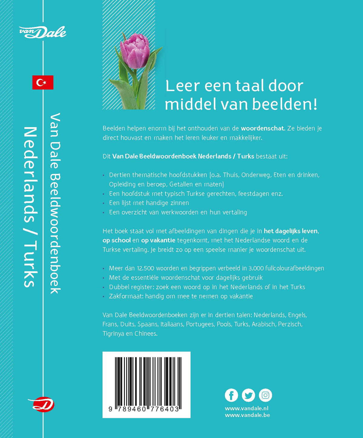 Achterzijde van het boek 'Van Dale Beeldwoordenboek Nederlands-Turks'