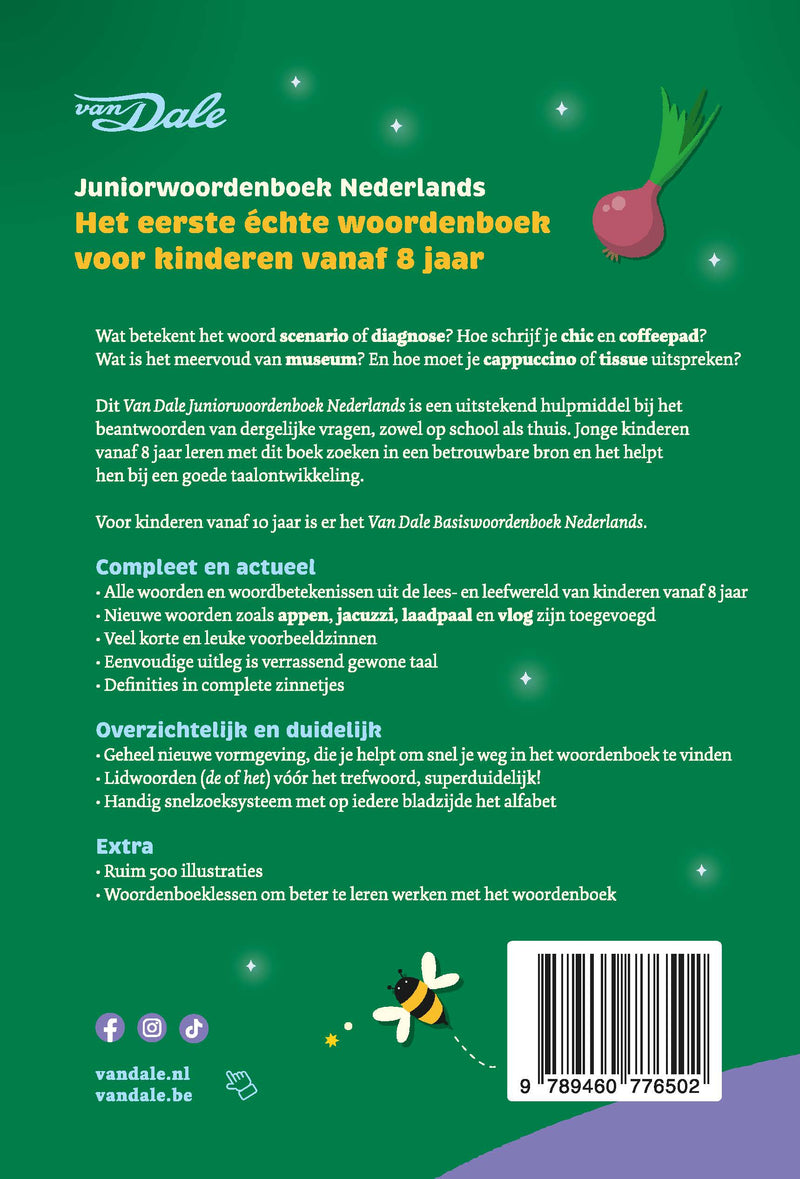 Achterzijde van het boek 'Van Dale Juniorwoordenboek Nederlands'
