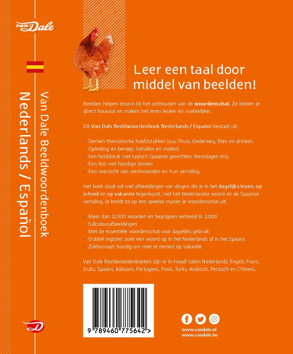 Achterzijde van het boek 'Van Dale Beeldwoordenboek Nederlands - Español'