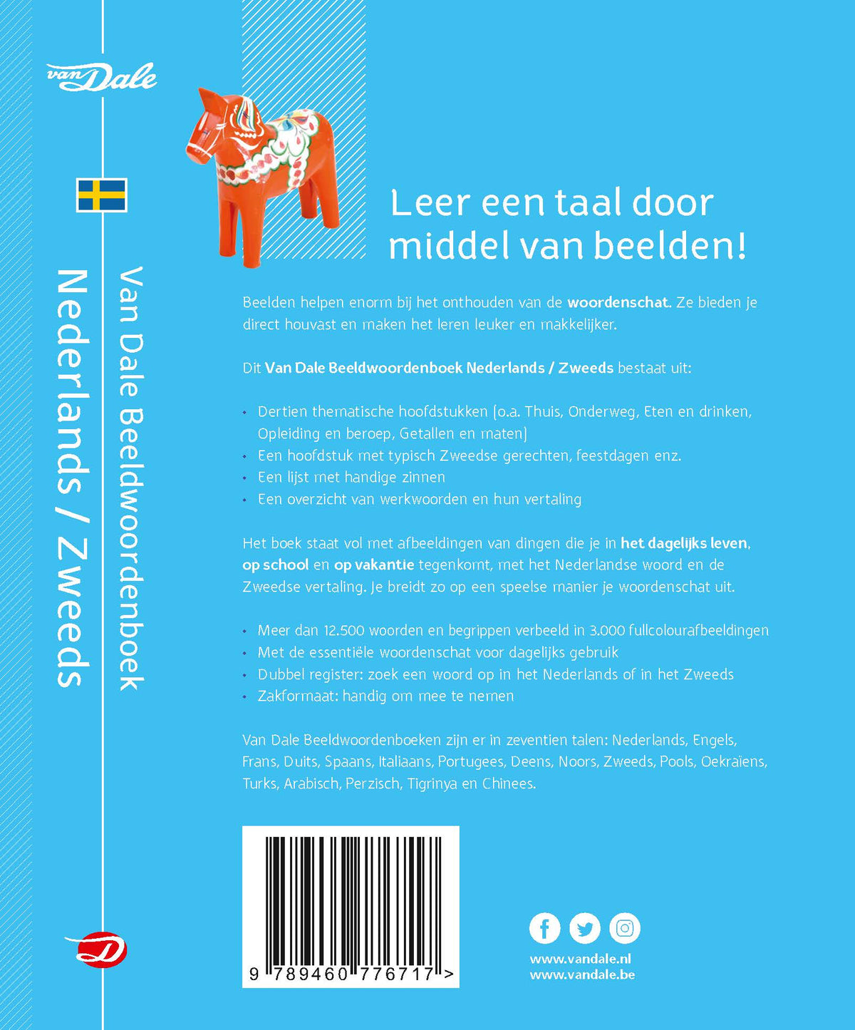 Achterzijde van het boek 'Van Dale Beeldwoordenboek Nederlands-Zweeds'