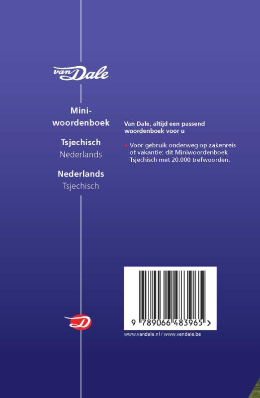 Achterzijde van het boek 'Van Dale Miniwoordenboek Tsjechisch'