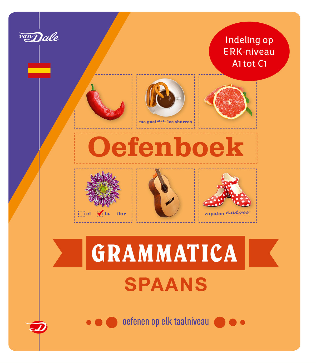 Voorzijde van het boek 'Van Dale Oefenboek grammatica Spaans'