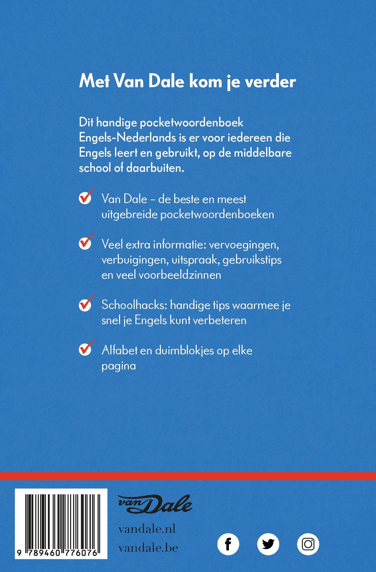 Achterzijde van het boek 'Van Dale Pocketwoordenboek Engels-Nederlands'
