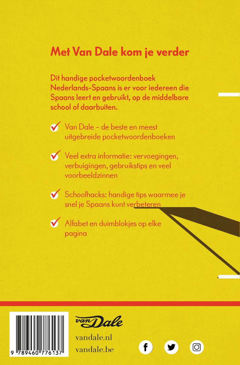 Achterzijde van het boek 'Van Dale Pocketwoordenboek Nederlands-Spaans'