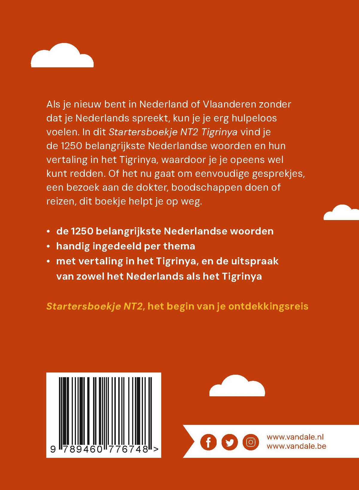 Achterzijde van het boek 'Van Dale Startersboekje NT2 Tigrinya'