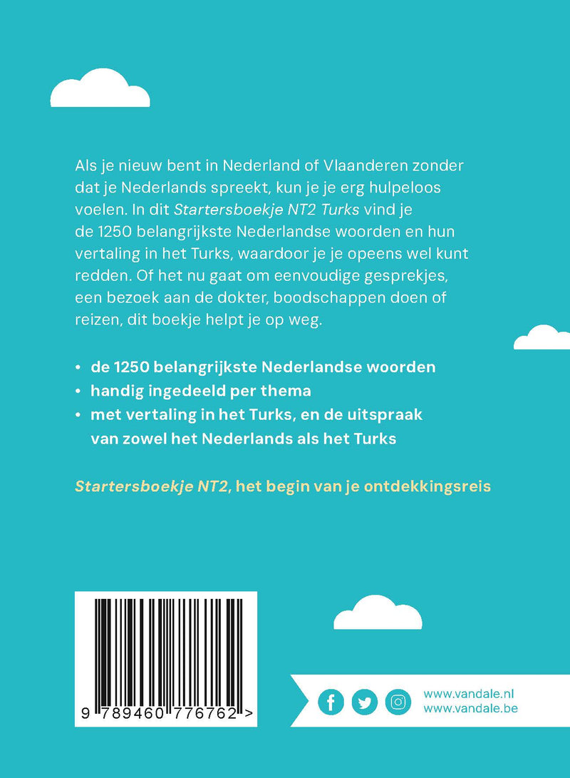 Achterzijde van het boek 'Van Dale Startersboekje NT2 Turks'
