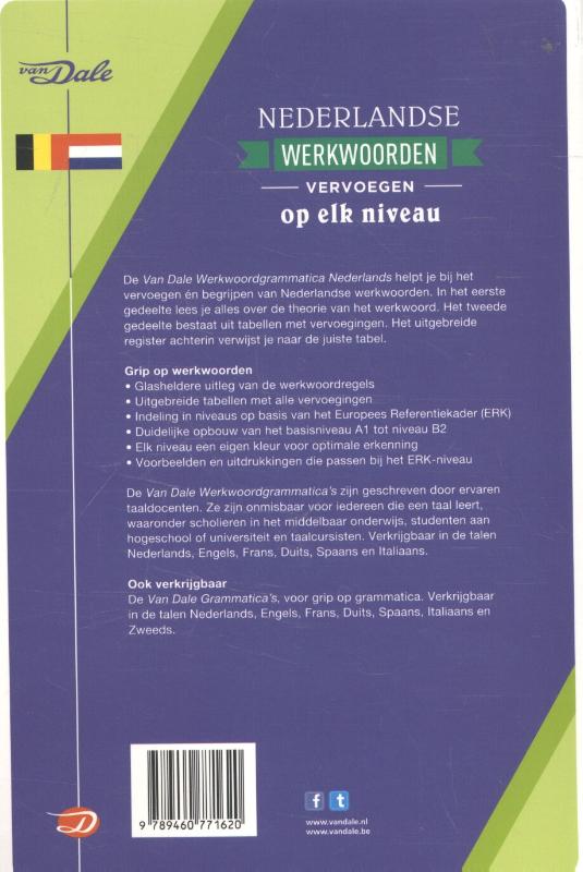 Achterzijde van het boek 'Van Dale Werkwoordgrammatica Nederlands'